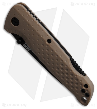 SOG Adventurer LB Lock Back Knife FDE Tan Polymer (3" Black)