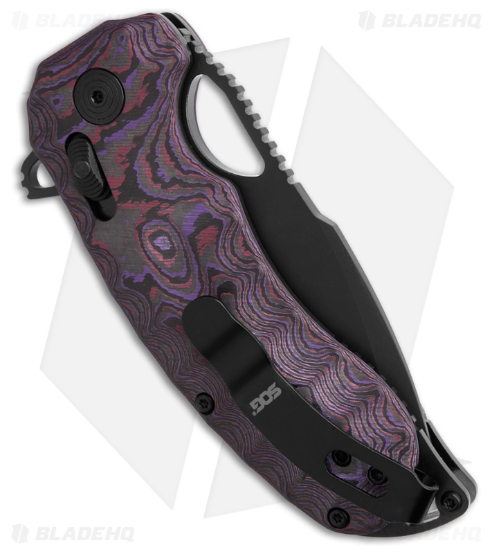 SOG Kiku XR Lock Knife | FatCarbon Purple Haze | Black PVD