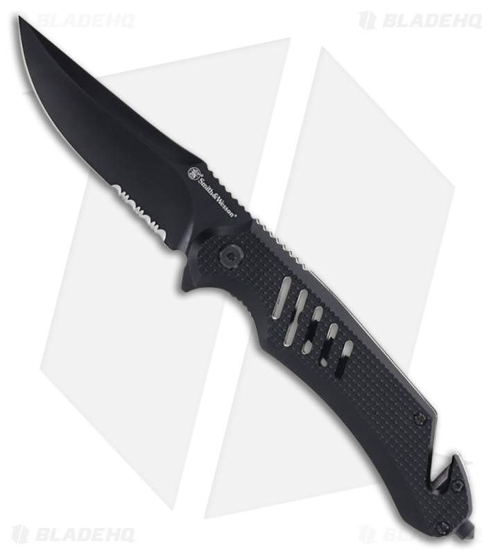 Smith & Wesson Extreme Ops Liner Lock Knife Black Aluminum (3.5" Black Serr)