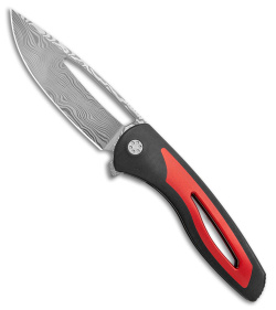 Sharp By Design Apex Frame Lock Knife Black/Red Titanium (3.5" Damasteel)