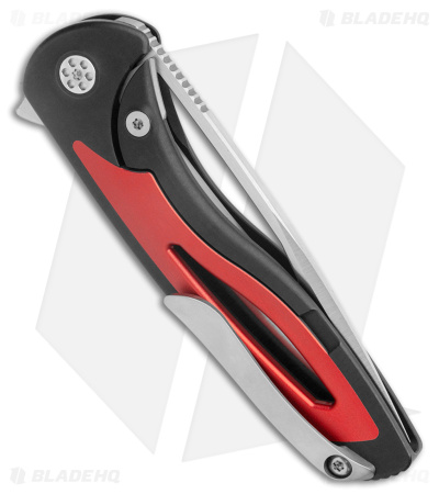 Sharp By Design Apex Frame Lock Tanto Flipper Knife Black/Red (3.5" Satin S90V)