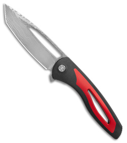 Sharp By Design Apex Frame Lock Tanto Knife Black/Red Titanium (3.5" Damasteel)