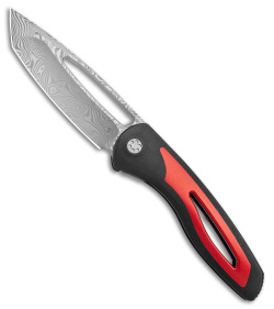 Sharp By Design Apex Frame Lock Front Flipper Knife Blk/Red Titanium (Damasteel)