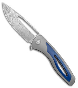 Sharp By Design Apex Frame Lock Knife Blue/Gray Titanium (3.5" Damasteel)