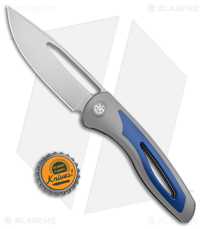Sharp By Design Apex Frame Lock Knife Blue/Gray Titanium (3.5" Satin S90V)