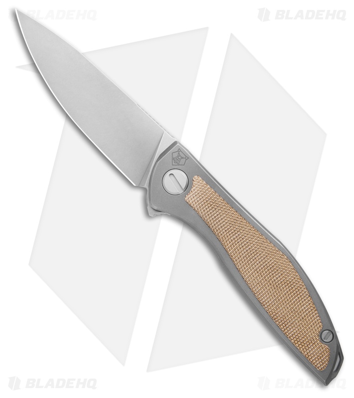 茶 nekorinS Shirogorov Knives NeOn NL Frame Lock Knife Ti / Natural Micarta