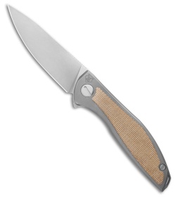 Shirogorov Knives NeOn NL Frame Lock Knife Ti / Natural Micarta (3.5" SW Elmax)