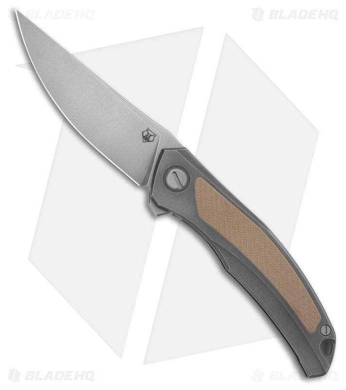 Shirogorov Ursus Quantum NL Frame Lock Knife Ti + Beige G-10 Inlay  (3.7" SW)