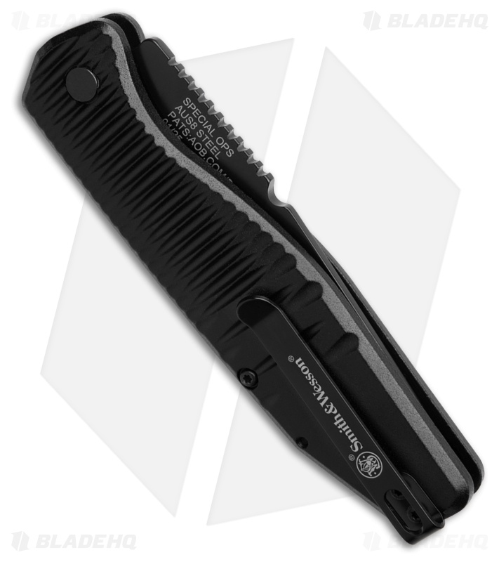 Smith & Wesson Special Ops Automatic Knife Black Aluminum (3.4" Black AUS-8)