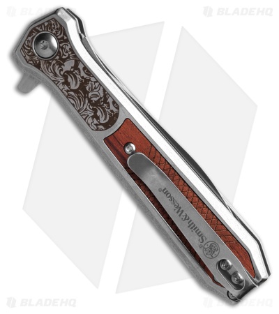Smith & Wesson Unwavered Spring Assisted Knife SS + Wood Inlay (3.5" Satin)