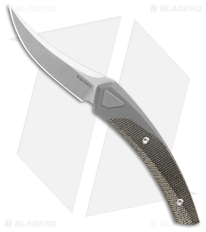 Suprlativ Knives Piranha Rare Earth Magnet Lock Ti/Black Micarta (2.6" Satin M4)