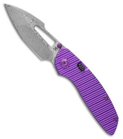 Kansept Knives Kansept Knives Link Top Liner Lock Knife Milled Purple Aluminum (3" Damascus) - $99.89 at Blade HQ