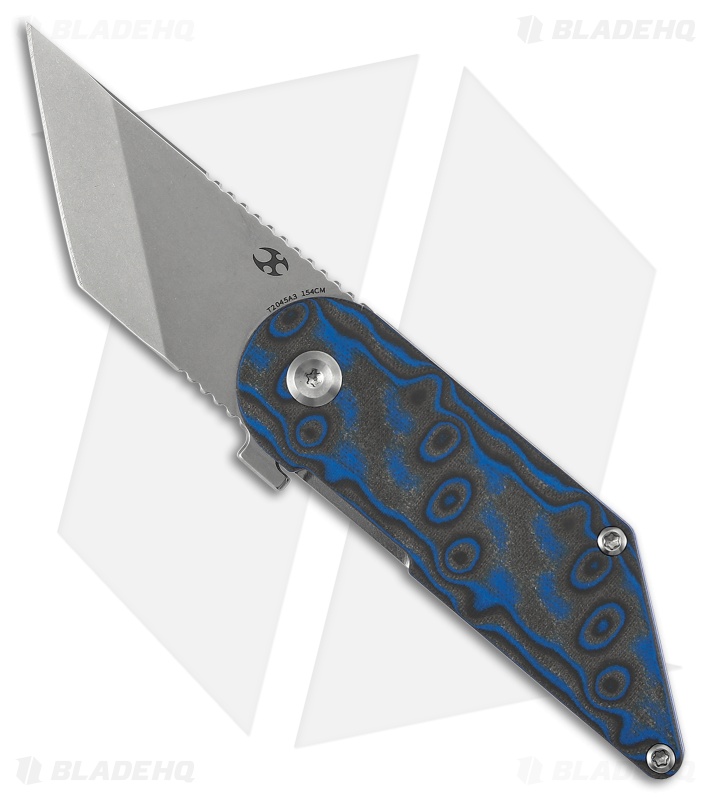 Kansept Pinkerton Dash Folding Kiridashi Knife Blue/Yellow Micarta (1.69" SW) 