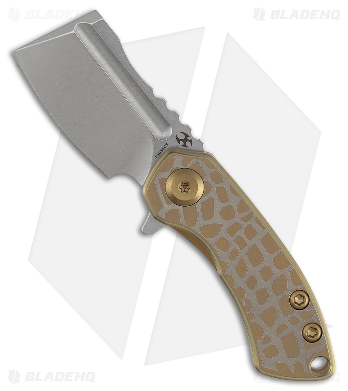 Kansept Knives Mini Korvid Liner Lock Knife Laser-Etched Gold Ti (1.5" SW)