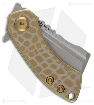 Kansept Knives Mini Korvid Liner Lock Knife Laser-Etched Gold Ti (1.5" SW)