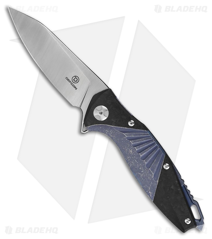 Defcon JK Mako Blue Titanium/Carbon Fiber Frame Lock Knife (3.5" Satin/SW)