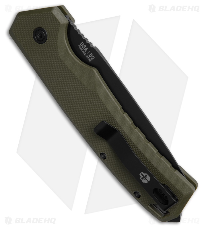 Tekto A3 Delta Drop Point Automatic Knife OD Green G-10 (3.6" Black Serr)