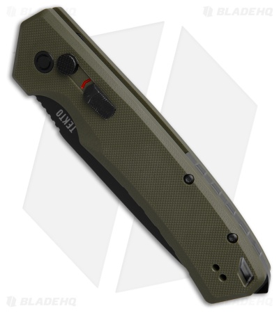 Tekto A3 Delta Drop Point Automatic Knife OD Green G-10 (3.6" Black Serr)