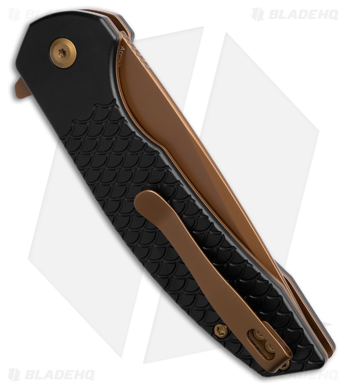 Kansept Knives Accipiter Button Lock Knife Black Fish Scale Al (3.5" Rose Gold)
