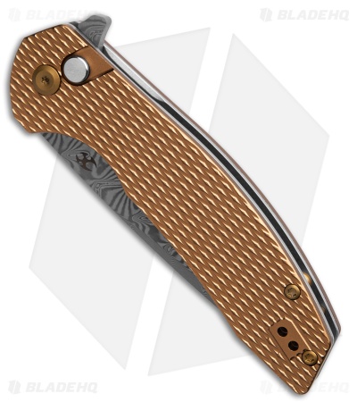 Kansept Knives Accipiter Button Lock Knife Bronze Diamond Al (3.5" Damascus)