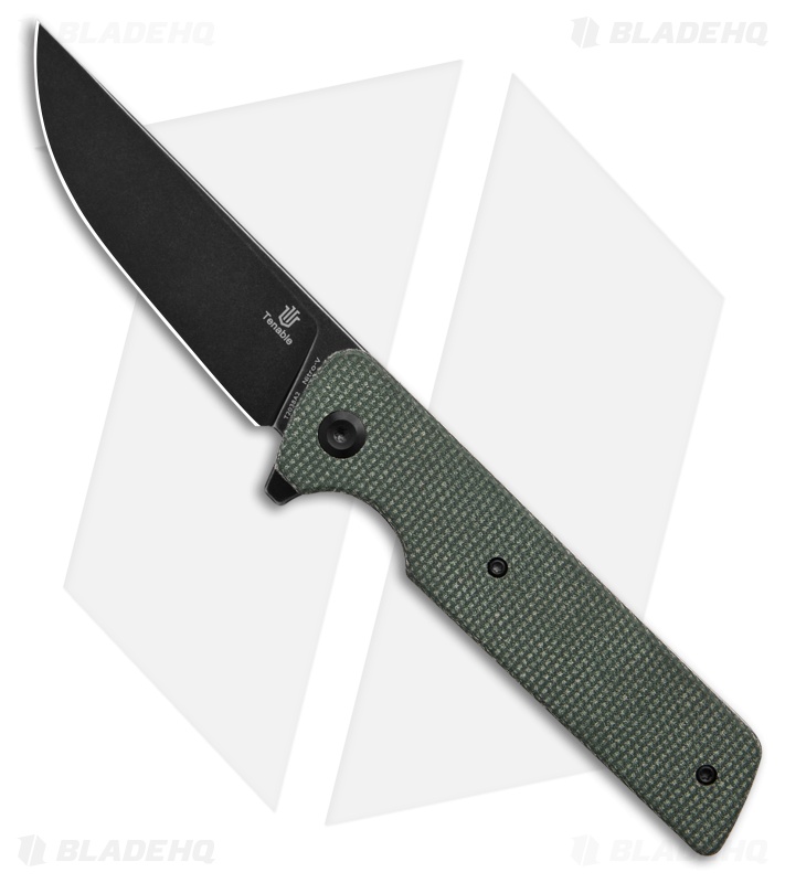 Tenable Knives Anomaly Liner Lock Knife Green Micarta (3.1" Black SW) T2038A2