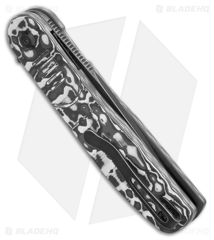 Tenable Knives Einar Liner Lock Knife Black/White Carbon Fiber (3.1" Black SW)
