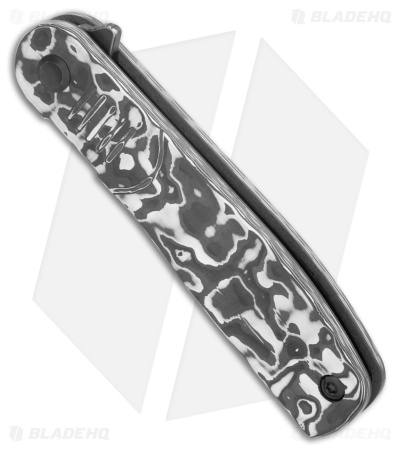 Tenable Knives Einar Liner Lock Knife Black/White Carbon Fiber (3.1" Black SW)