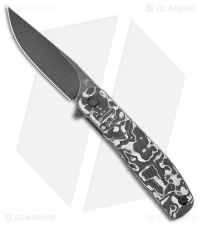 Tenable Knives Einar Liner Lock Knife Black/White Carbon Fiber (3.1" Black SW)