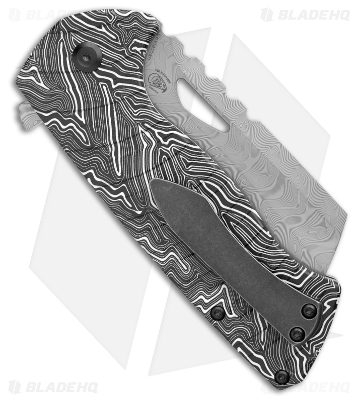 Tenable Knives Leviathan Liner Lock Knife Black/White G-Mascus (3.9" Damascus)