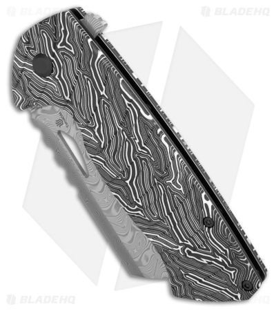 Tenable Knives Leviathan Liner Lock Knife Black/White G-Mascus (3.9" Damascus)