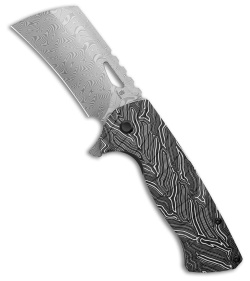 Tenable Knives Leviathan Liner Lock Knife Black/White G-Mascus (3.9" Damascus)