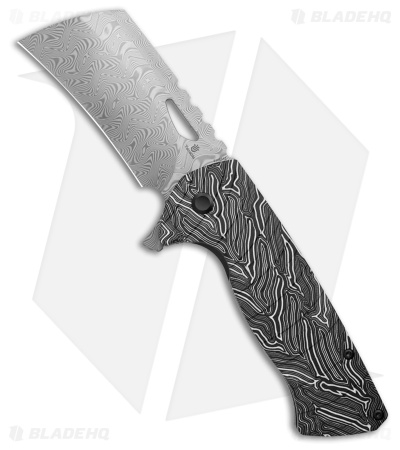Tenable Knives Leviathan Liner Lock Knife Black/White G-Mascus (3.9" Damascus)