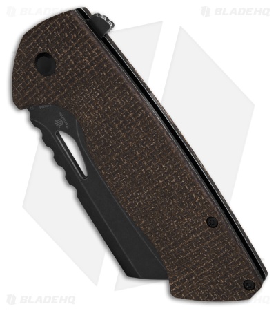 Tenable Knives Leviathan Liner Lock Knife Brown Micarta (3.9" Black SW)