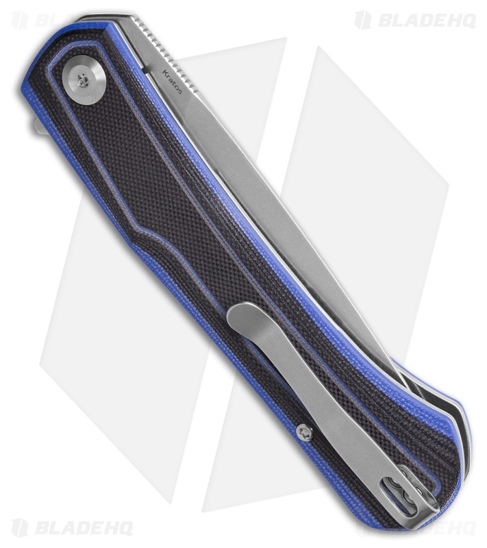 Tenable Kratos Liner Lock Knife Black/Blue G-10 (3.79" Stonewash)