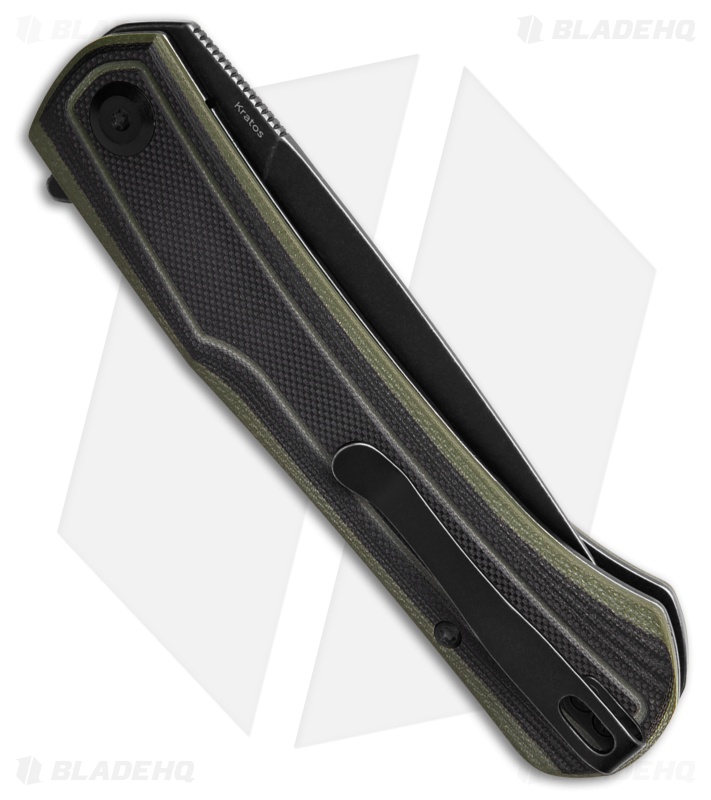 Tenable Kratos Liner Lock Knife Black/Green G-10 (3.79"  Black Stonewash)