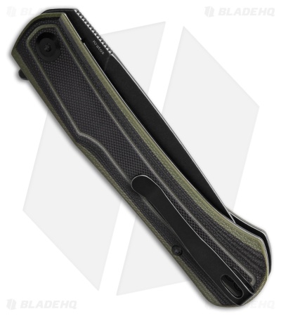 Tenable Kratos Liner Lock Knife Black/Green G-10 (3.79"  Black Stonewash)