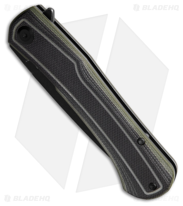 Tenable Kratos Liner Lock Knife Black/Green G-10 (3.79"  Black Stonewash)