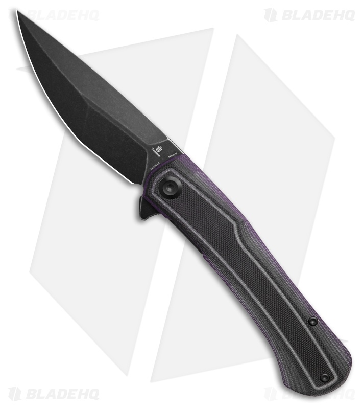 Tenable Kratos Liner Lock Knife Black/Purple G-10 (3.79"  Black Stonewash)