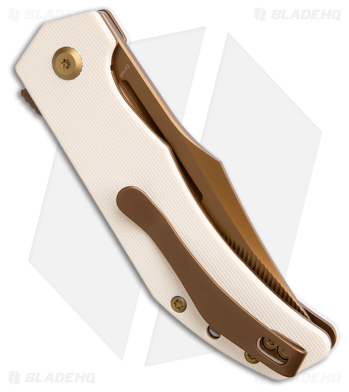 Tenable Orion Liner Lock Knife Ivory White G10 (3.1" Rose Gold Milled)