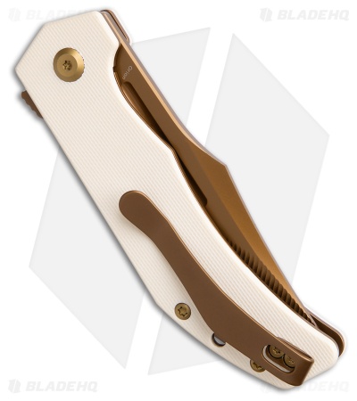 Tenable Orion Liner Lock Knife Ivory White G10 (3.1" Rose Gold Milled)