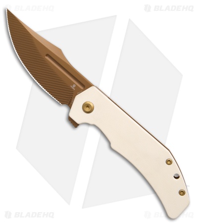 Tenable Orion Liner Lock Knife Ivory White G10 (3.1" Rose Gold Milled)