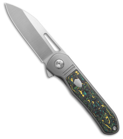 TuyaKnife Mutt Frame Lock Knife Titanium Green Yellow Fat Carbon B (3" SW)