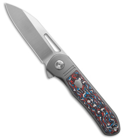 TuyaKnife Mutt Frame Lock Knife Titanium Red White Blue Fat Carbon C (3" SW)