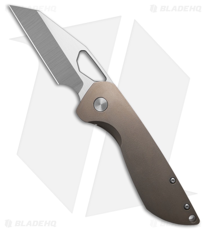 TuyaKnife Voodoo Wharncliffe Frame Lock Knife Orange Peel Titanium (3.1" Satin)