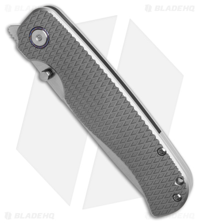 TuyaKnife Wrath Frame Lock Knife Gray Titanium Diamond Pattern (3.5" Hand Satin)