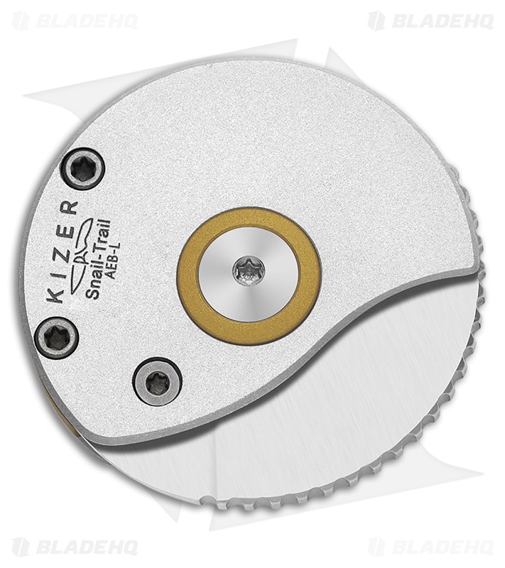 Kizer Snail-Trail Detent Slip Joint Knife Silver Aluminum (0.42" Satin AEB-L)