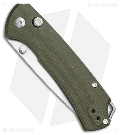 Kizer T1 BD Button Lock Knife Green Micarta (3.2" Satin) V3490.2BA1