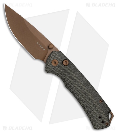 Kizer T1 BD Button Lock Knife | Norplex Ultrex Micarta | Sunset PVD