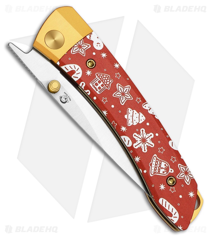 Kizer Mini Momo Liner Lock Knife Gold Al/Warm Holiday Cottage Micarta (3.2" BB)