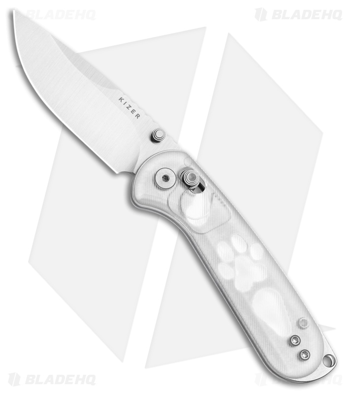 Kizer Buddy II Clutch Lock Knife White/Clear Acrylic (3" Satin AEB-L)